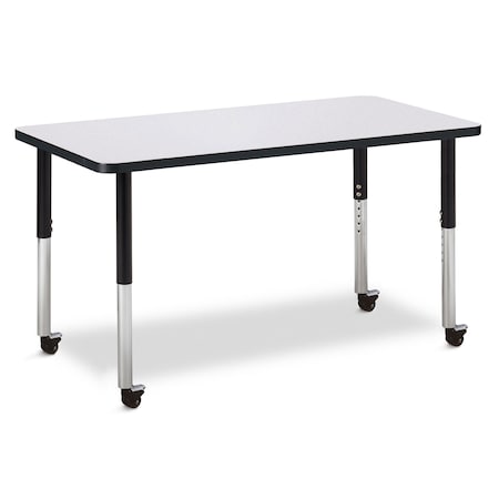 Jonti-Craft Berries Rectangle Activity Table, 24 in. x 48 in., Mobile, Freckled Gray/Black/Black 6403JCM180